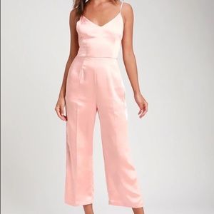 Lulus Pink Satin Jumpsuit